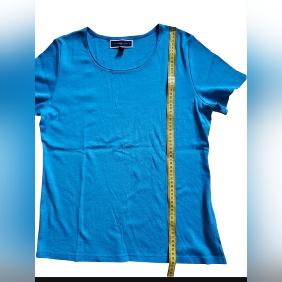 Karen Scott Fitted Blue Short Sleeve Tee - Picture 9 of 12